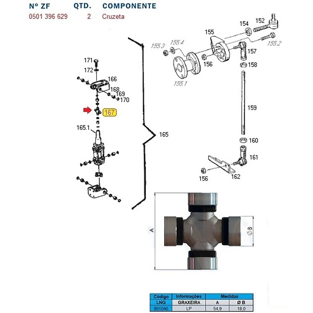 Cruzeta Trambulador Alavanca Cambio Zf Mercedes 0501396629