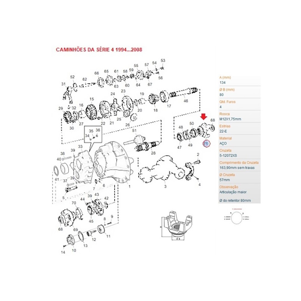 Flange Carda Scania R124 Tracado Saida 1 Diferencial 1116640