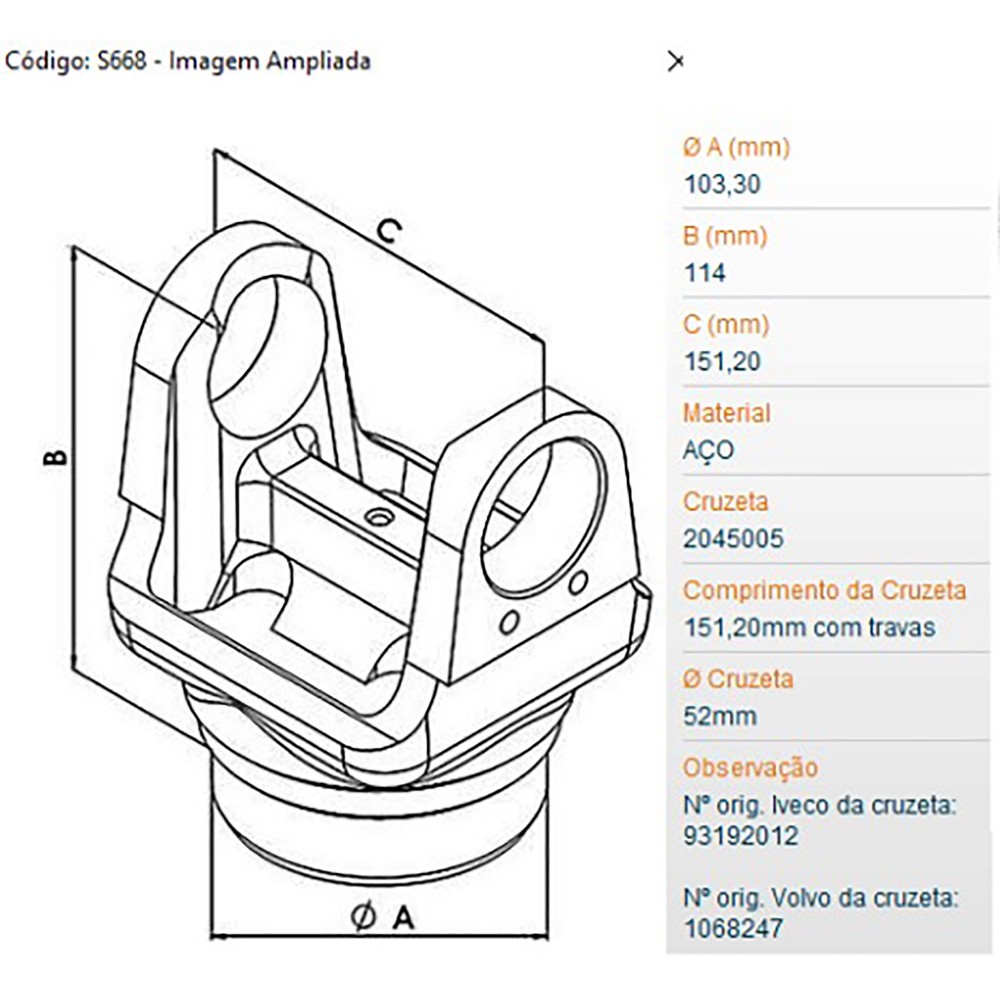 Garfo Carda Volvo Iveco Daf Man Volkswagen FH13 2045028