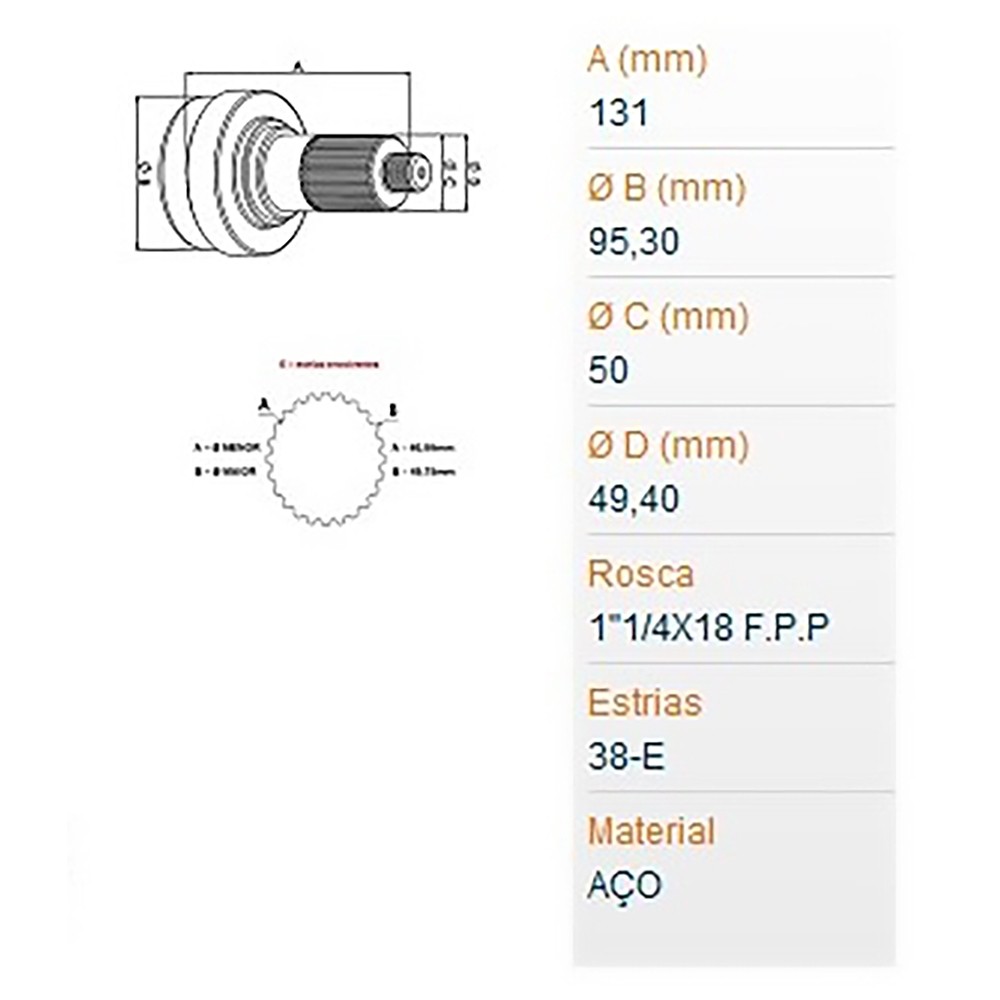 Ponteira Carda Volks Ford International 24280 2428 SP3028