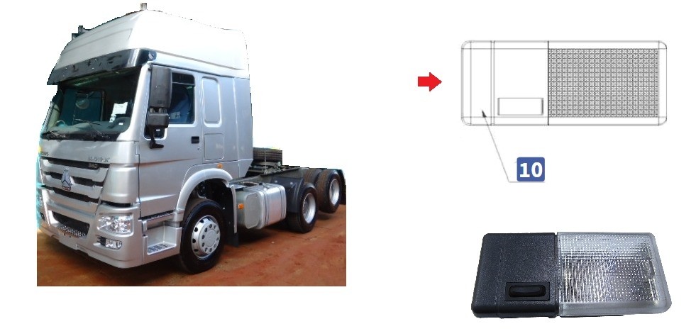 Sinaleira Interna Cabine Teto Luz Sinotruk Wg9719790002