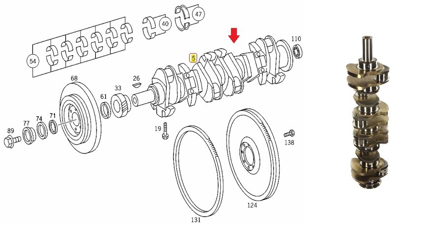 abc様 Virabrequim Mercedes Benz Om366a/La 1618/1718 Gaxeta VB469 3660300602