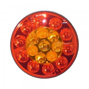 Lanterna Traseira Carreta Randon Refil Redondo Com Led Bi Volt 135mm Vemelha Amarela SI2031206  1